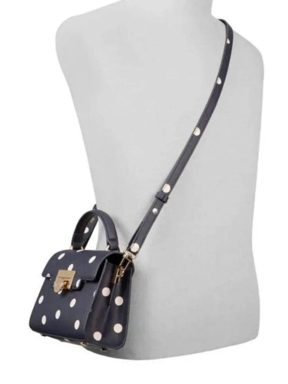 NWT Ted Baker Lili Top Handle Satchel Navy White Polka Dot Crossbody Bag